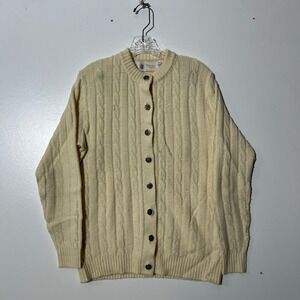 Winona Knits Vintage Cream Cable Knit Cardigan Sweater Womens 42 USA Made 137